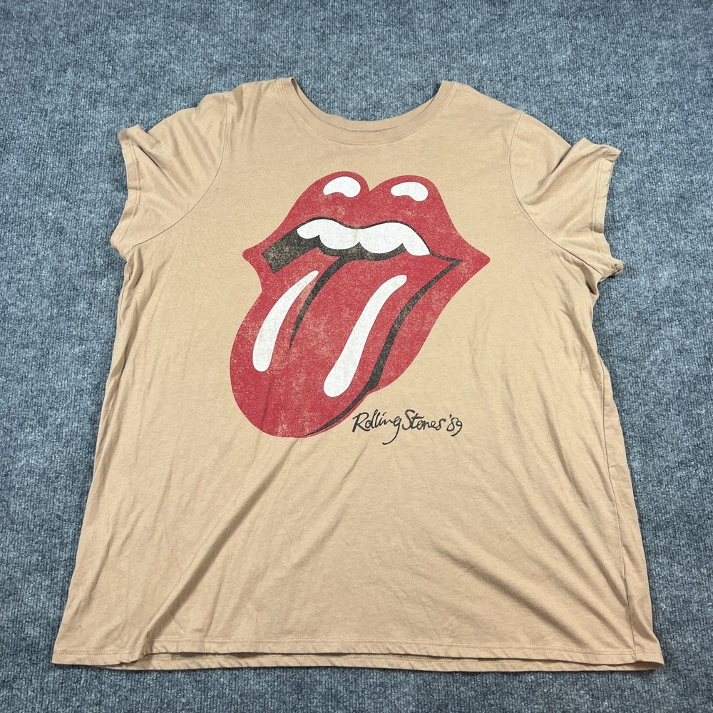 VTG The Rolling Stones NYC T Shirt Womens 2XL Beige Classic Rock Band Music